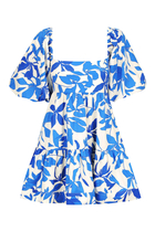 Bleue Square Neck Tiered Mini Dress